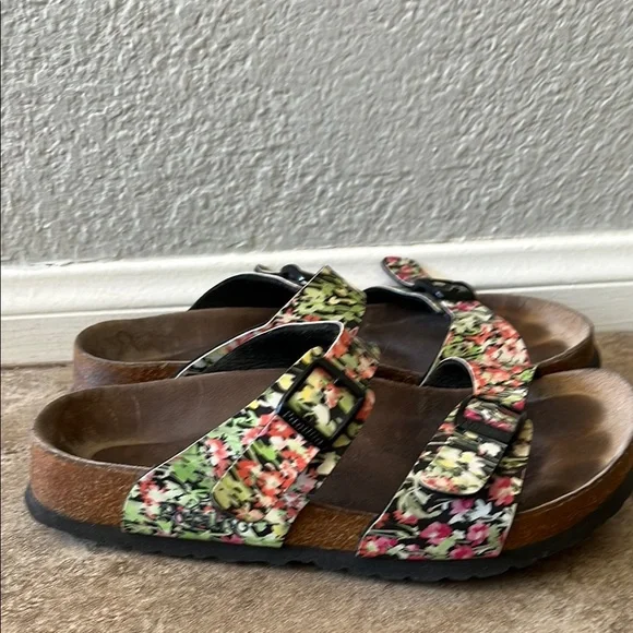 Papillio Pink and Green Floral Sandals with Adjustable Straps - Picture 2 of 6